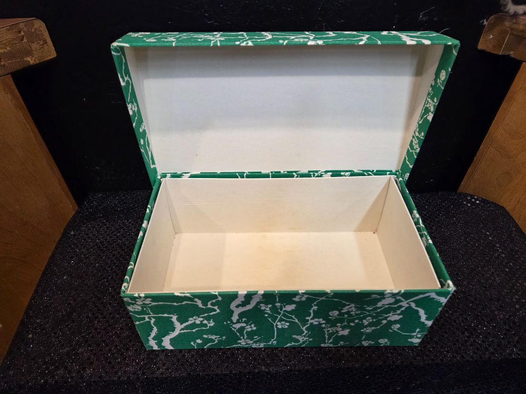 Green Fabric Covered Rectangular Box