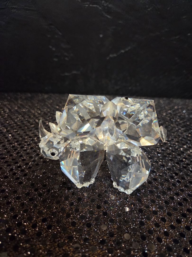 Vintage Swarovski Crystal Rhino with Tick Bird on its back