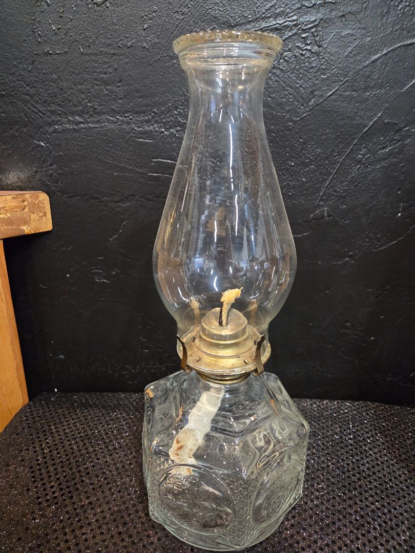 Vintage Lamplight Farms Clear Hexagon oil Lamp