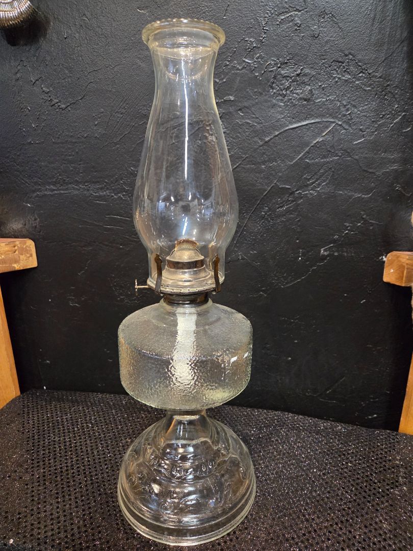 Vintage Textured Pebbled Glass Vase Oil Lamp