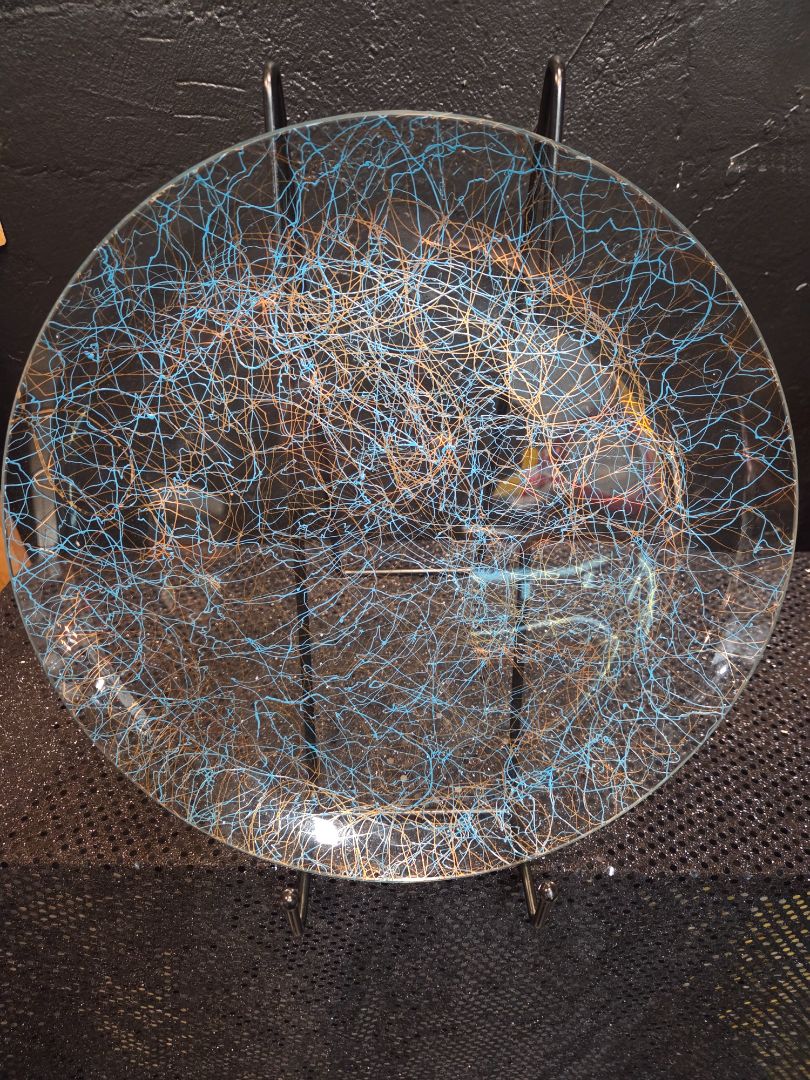 Hand Painted Glass Swirl Large Plate