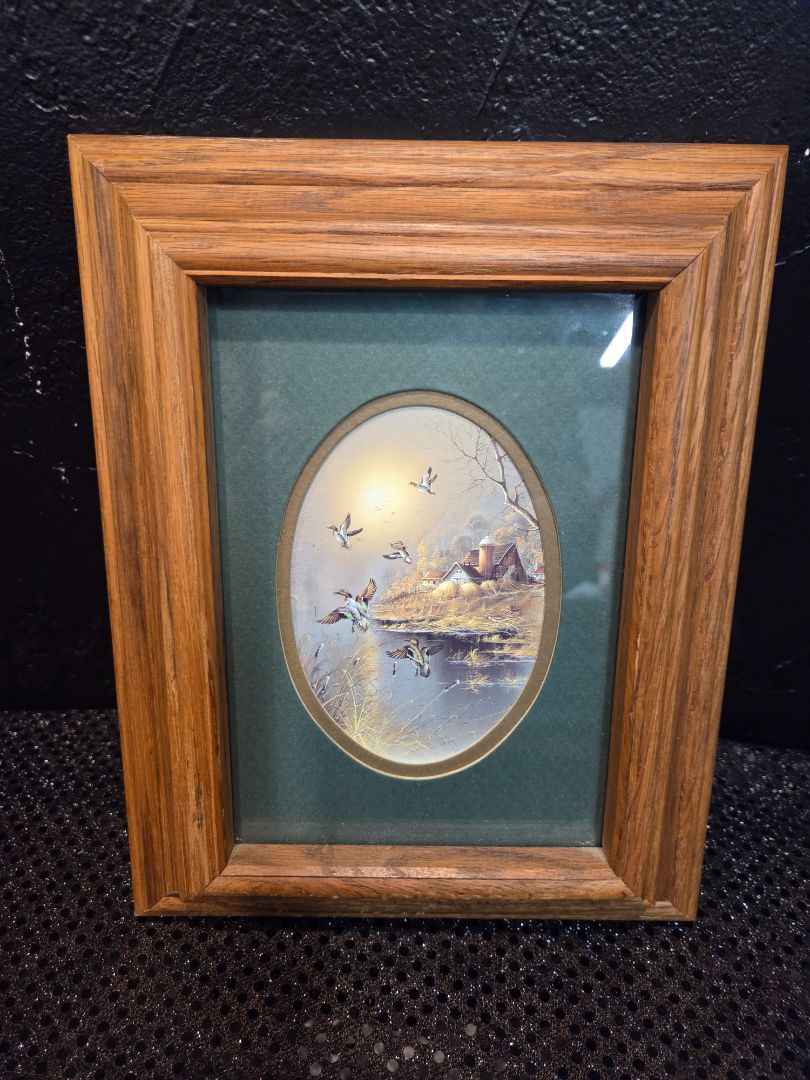 Vintage wall print Farmhouse with Ducks