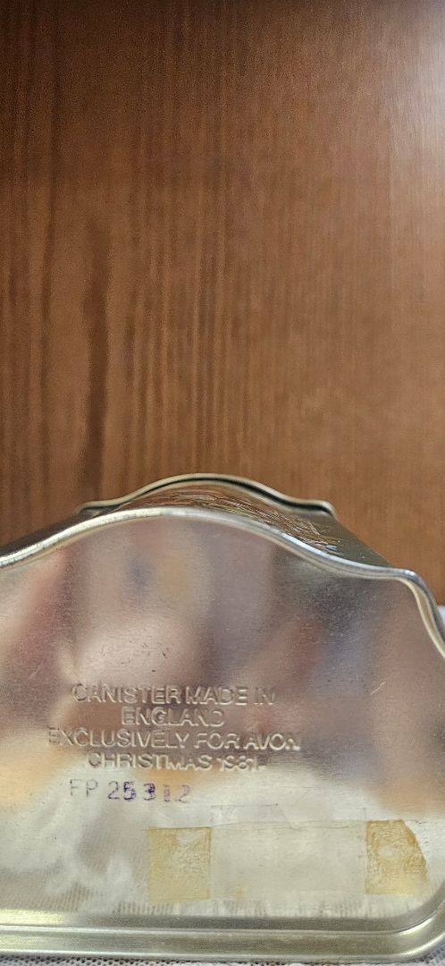 green  Vintage Avon Christmas tin