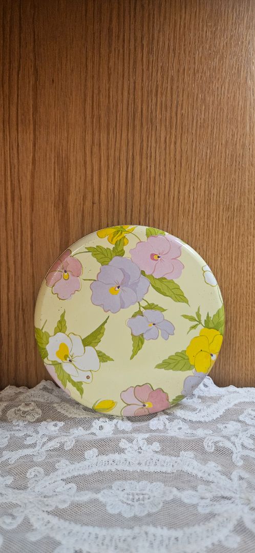 Yellow  Vintage Avon Pansy Patch Tin