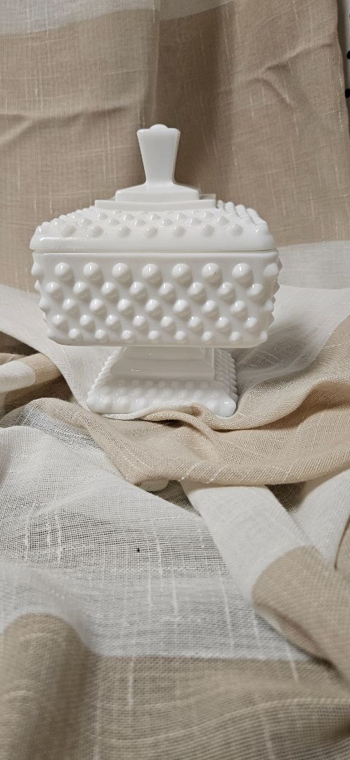 Vintage Fenton Milk Glass Candy Dish