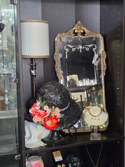 Brpwn NURRE 19 th century Nurre mirror, Height 29 in. Width. 13