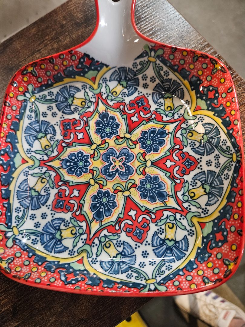 Red Vancasso Porcelain square plate, Medium