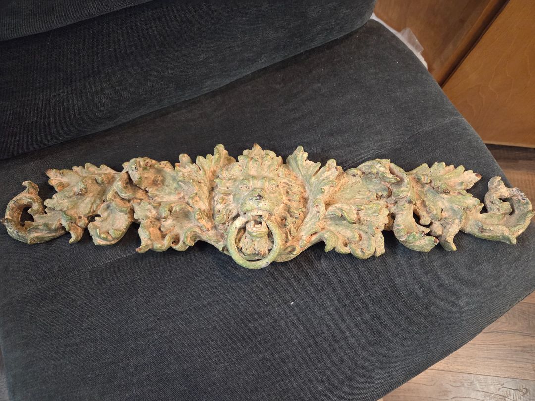 Architectural Heavy Resin Lion Over the Door Hanging Pediment Headed
