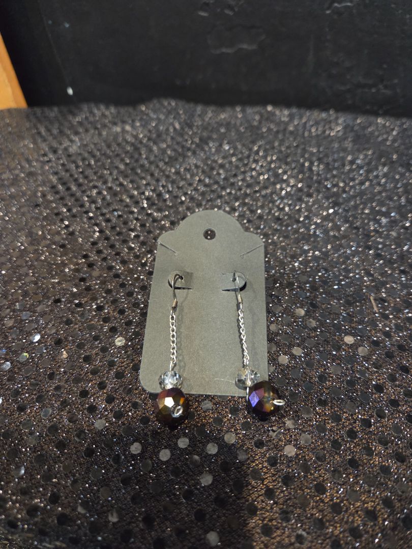 Purple Stone Hanging Earrings