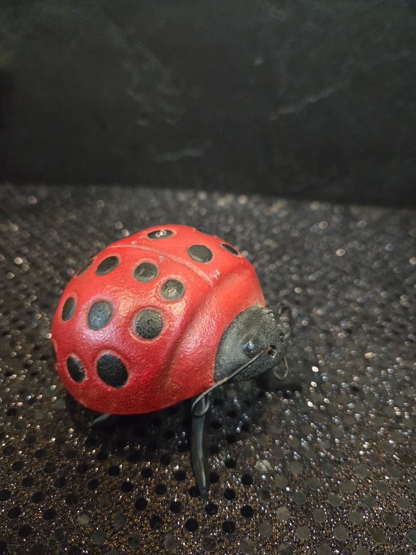 Vintage Cast Iron Lady Bug Bobble Figurine