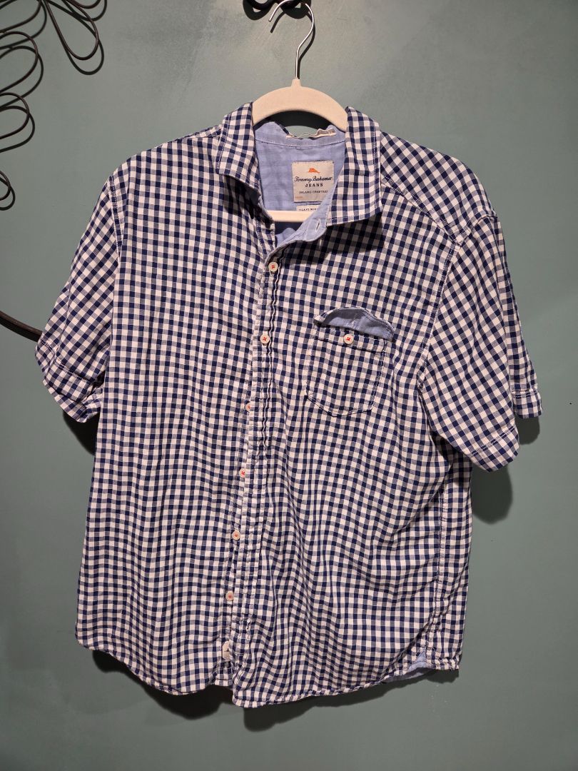 Tommy Bahama Blue Check Button up size Large