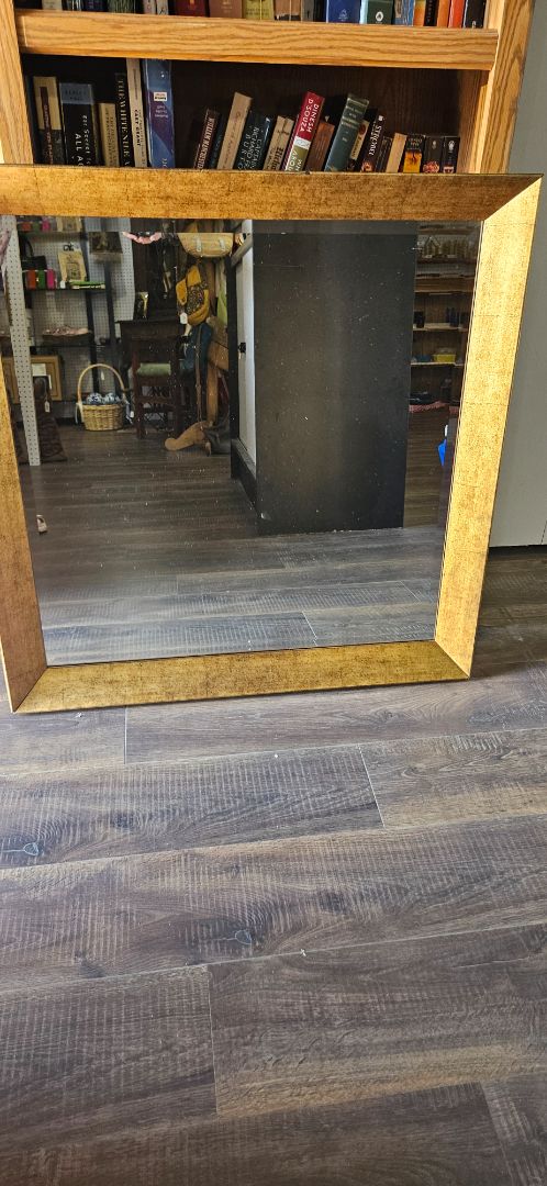Gold Framed Mirror, 34in x 34 in