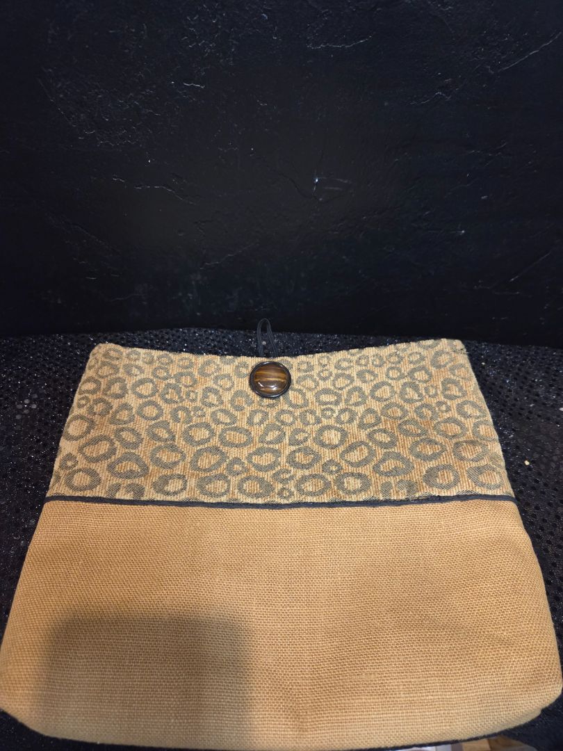 Tapestry and Burlap Clutch Bag