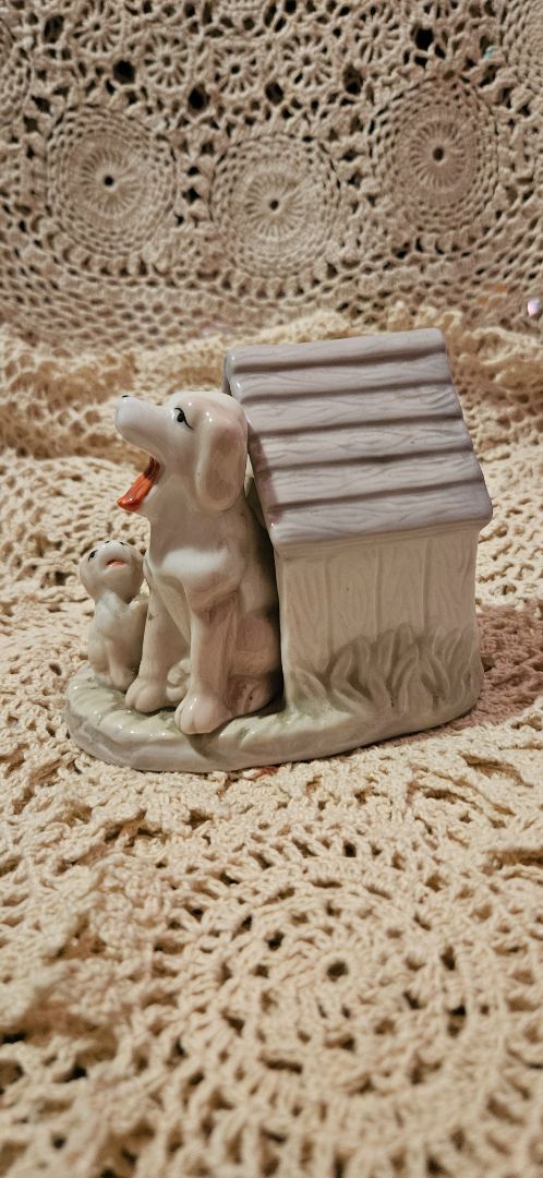 Vintage Collectible Ceramic Porcelain Dog W/Pup
