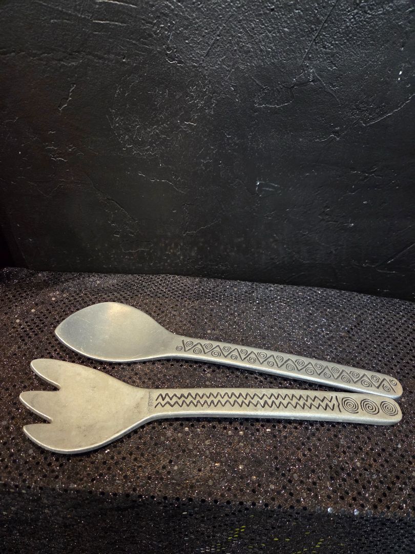 Vintage Pewter Wilton Armetale Salad server fork and spoon