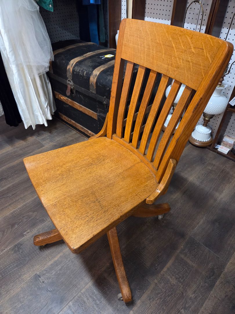 Vintage Oak Roll Around chair