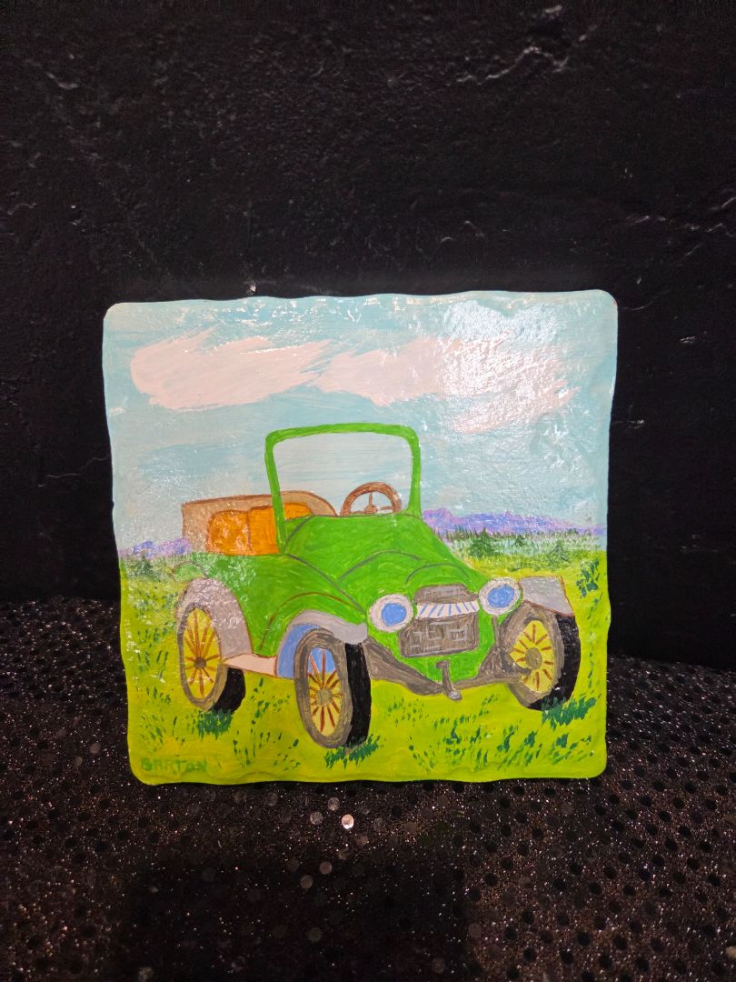 Painted Green Car Tile