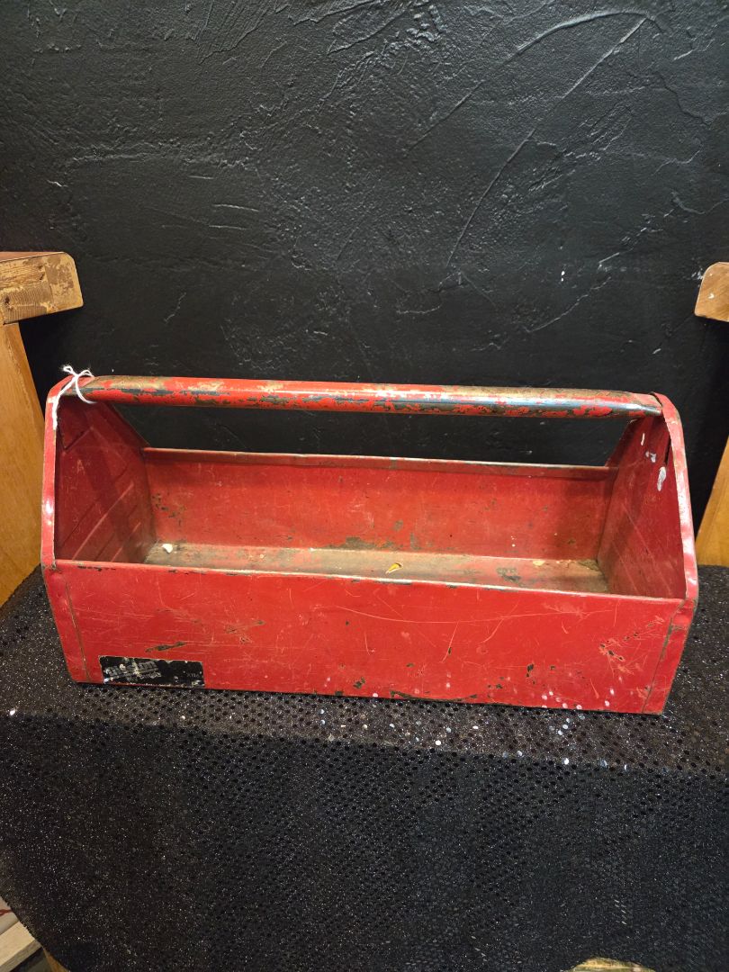 Vintage Red Metal Tool Tray