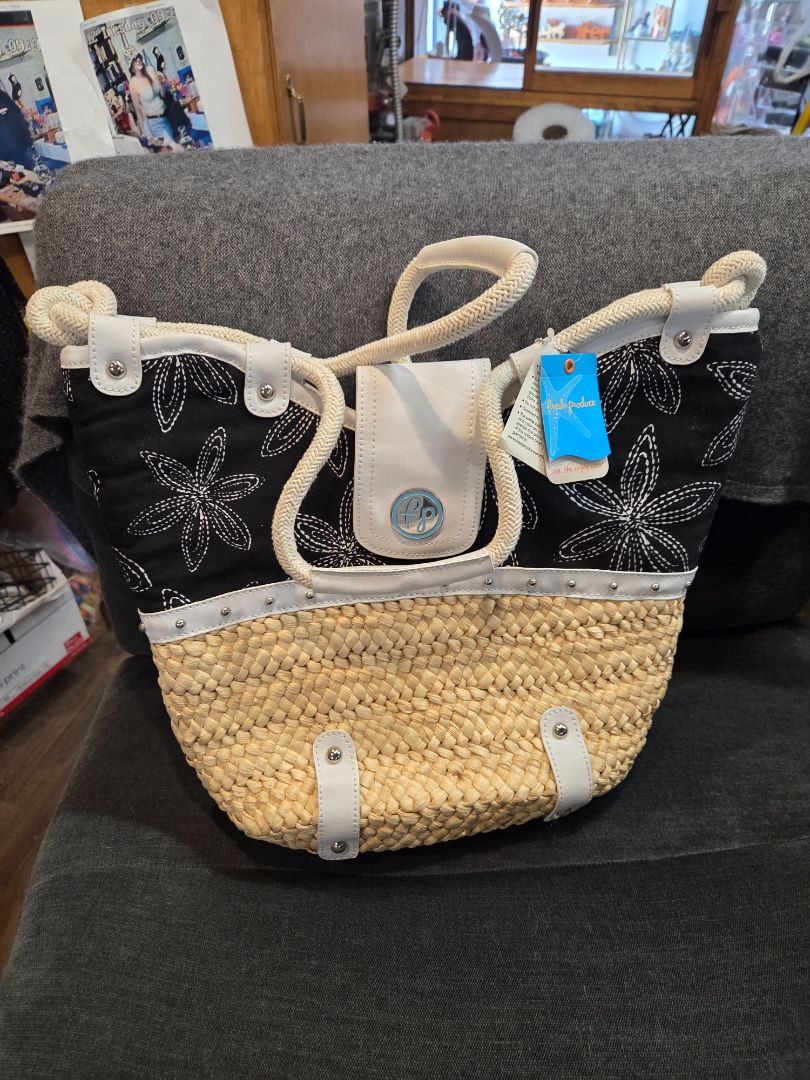Fresh Produce Black White Beach Bag