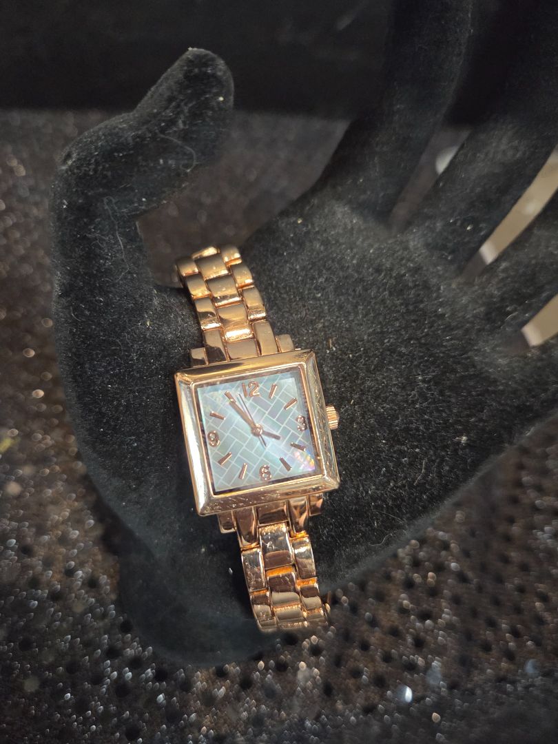 Rose Gold Blue Reflective Face Ladies Watch