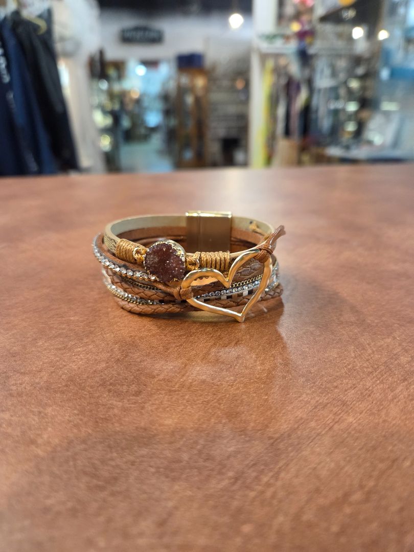 Heart Leather Wrap Bracelet