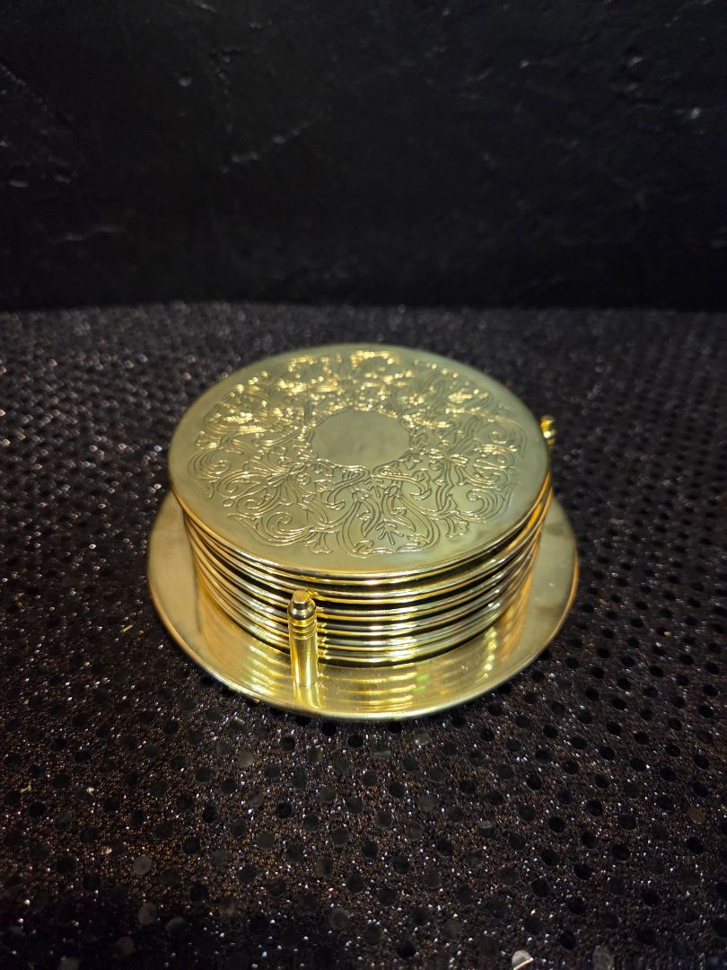 Set of 6 Gold Toned Drink Coasters