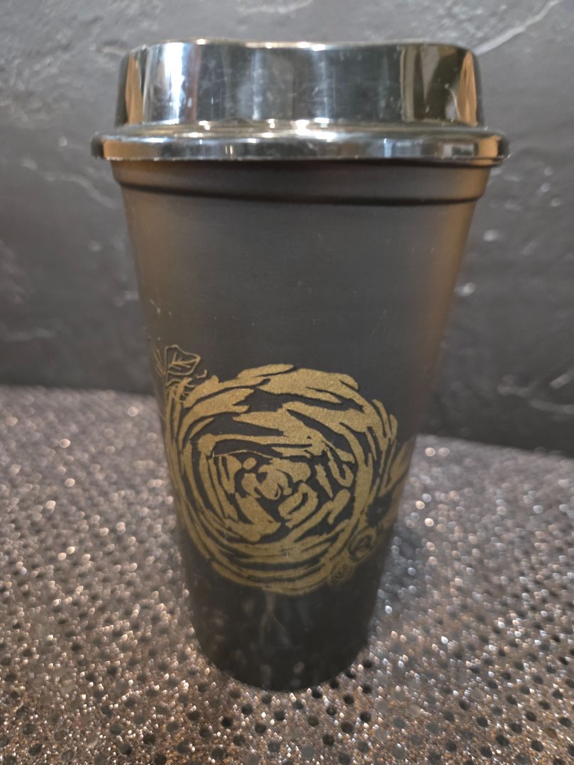 Starbucks Reusable cup Black with Gold Rose