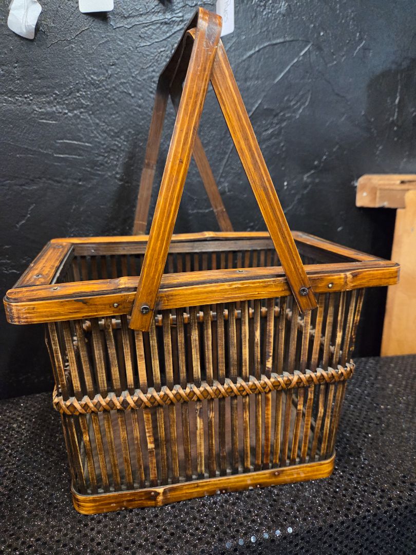 Vintage Burnt Bamboo Basket