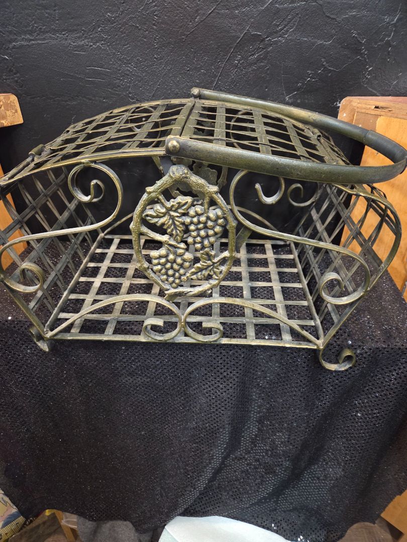 Vintage Wrought Iron Firewood Log Holder Basket