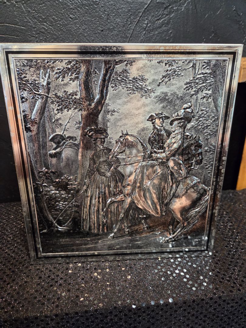 Vintage Silver "Le Monument Du Costume" Biscuit box