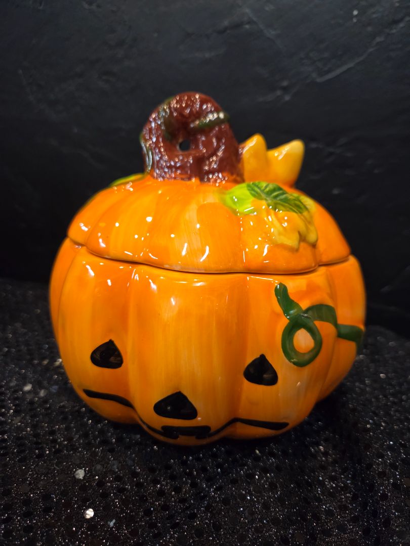 Vintage Halloween Pumpkin Candy/Cookie Jar Ceramic