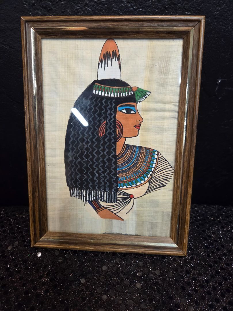 Vintage Egyptian Hand made Papyrus Painting