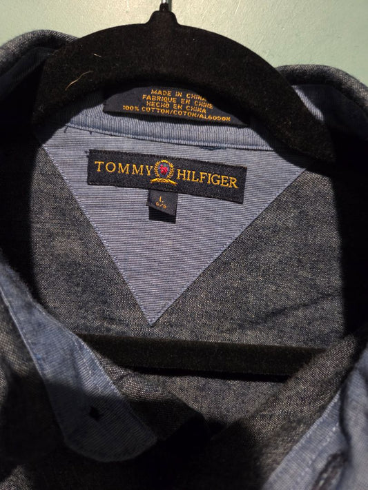 Tommy Hilfiger Blue Denim Utility 4 Pocket Shirt (sz L)