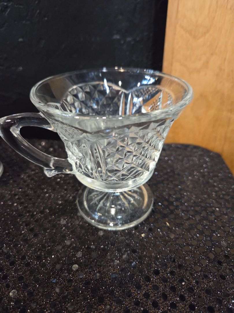 Vintage Colony Baroque Clear Glass Pedestal Punch Cups Set of 12