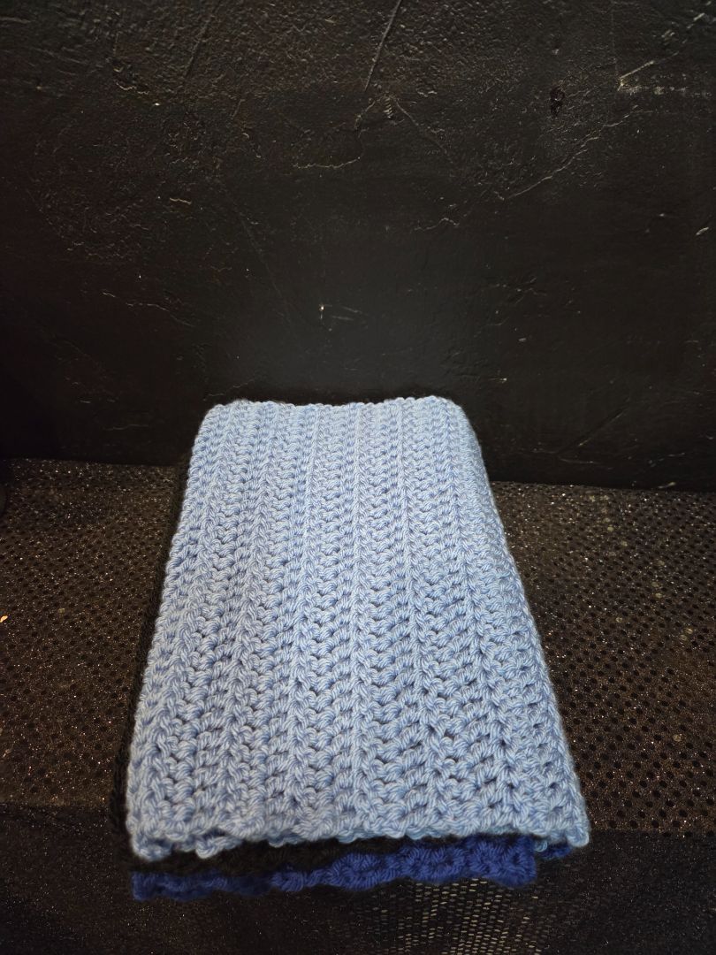 HAND-MADE Blue Scarf different Shades of Blue