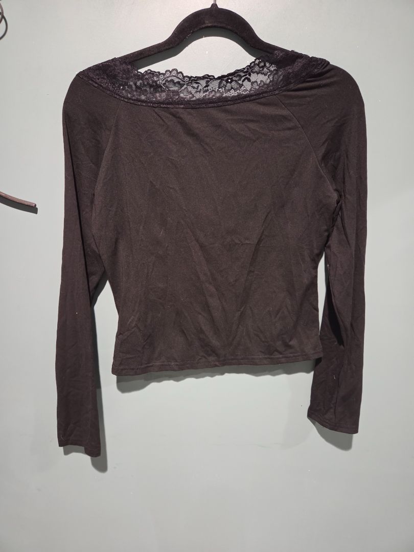 Shein Black Lace Long Sleeve Top