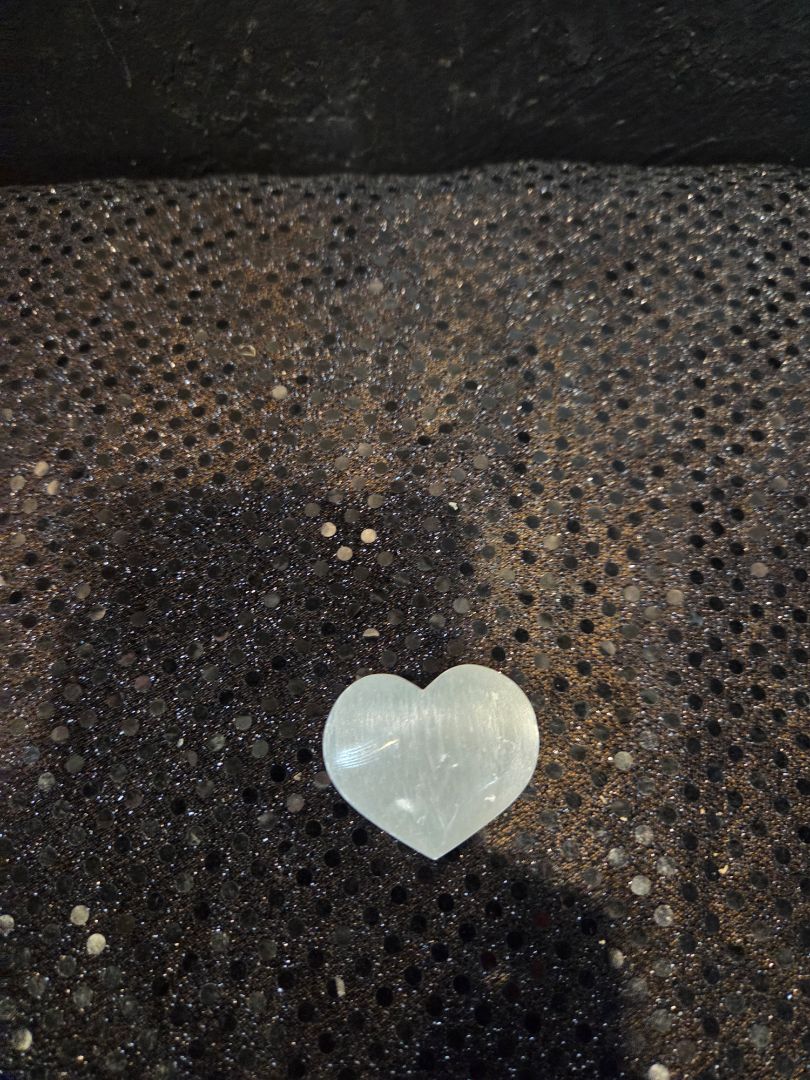 Selenite Heart Palm Stones