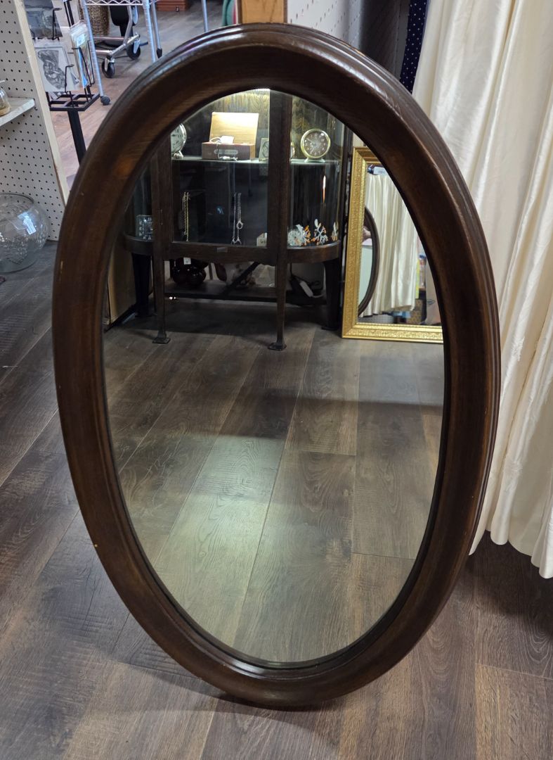 Wood Oval Mirror