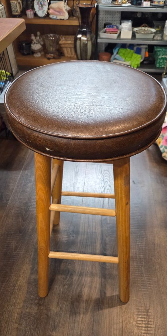Brown Faux Leather Stool