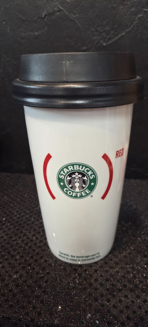 2010 Starbucks Product Red Ceramic Travel Tumbler