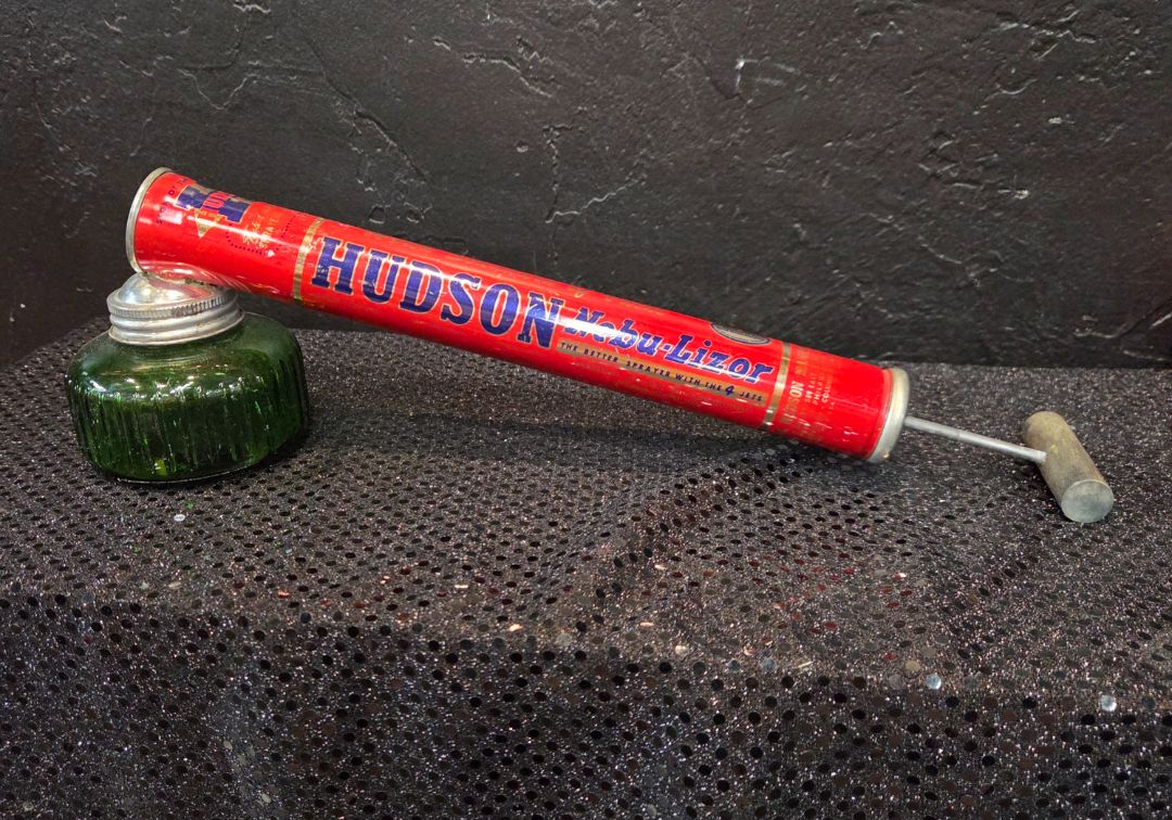 Vintage Hudson Pump Bug Insect Garden Sprayer Green Glass Bottle