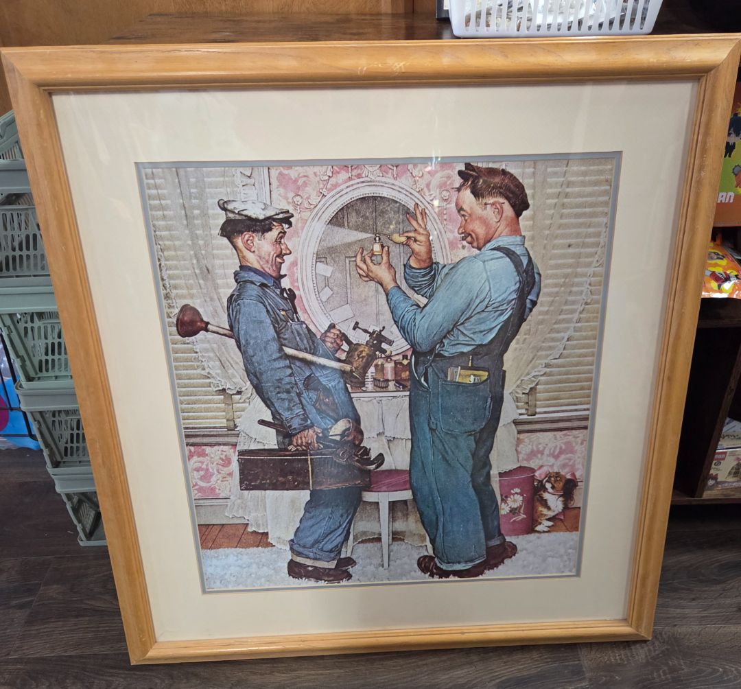 Artisan-Signed Norman Rockwell "The Plumbers" Print