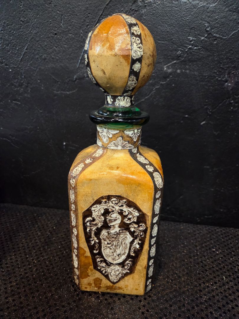 Vintage Italian Leather Wrapped Glass Decanter