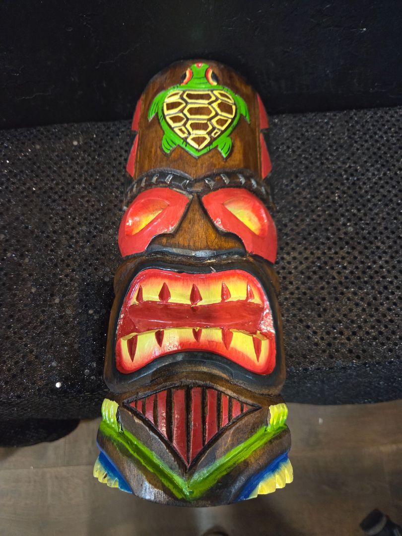 Vintage Hand Carved Tiki Mask Turtle
