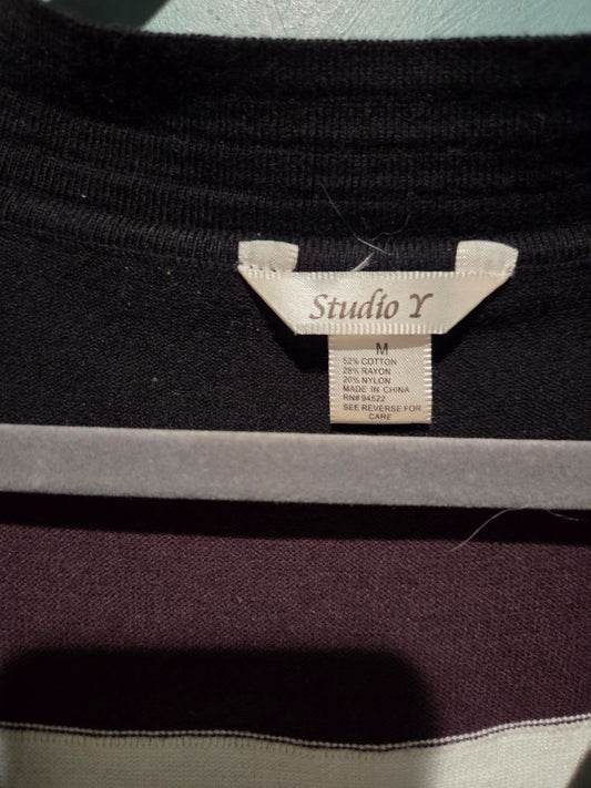 Studio Y Knit Top Black/Brown/White Medium