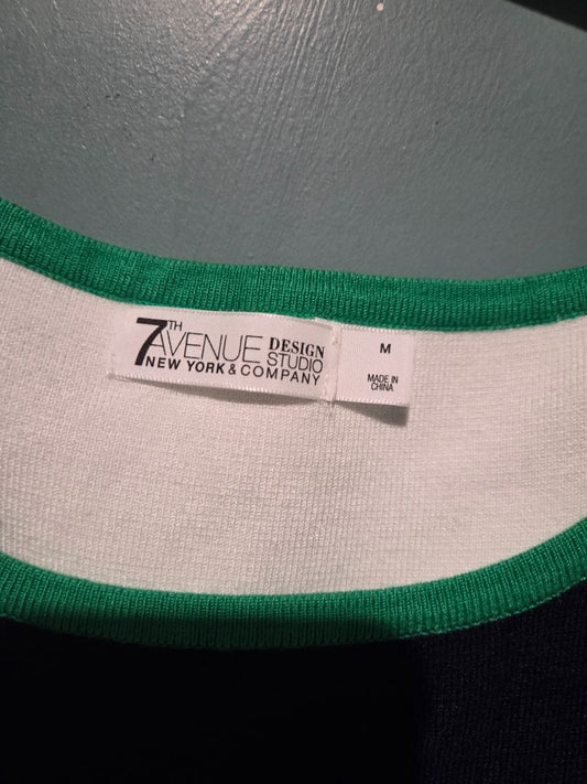 7th Avenue New York & Company Green/Blue/White Striped knit top Medium