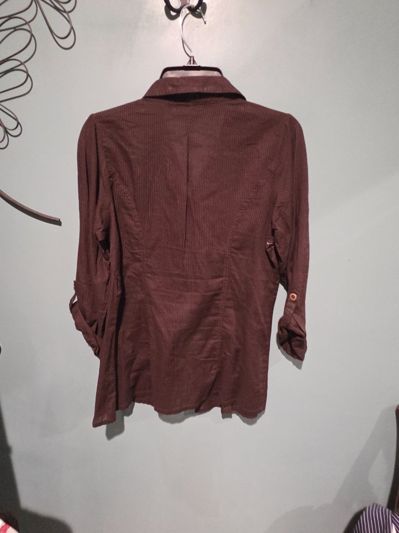 Maurices Long Sleeve Brown Button Down Top Large