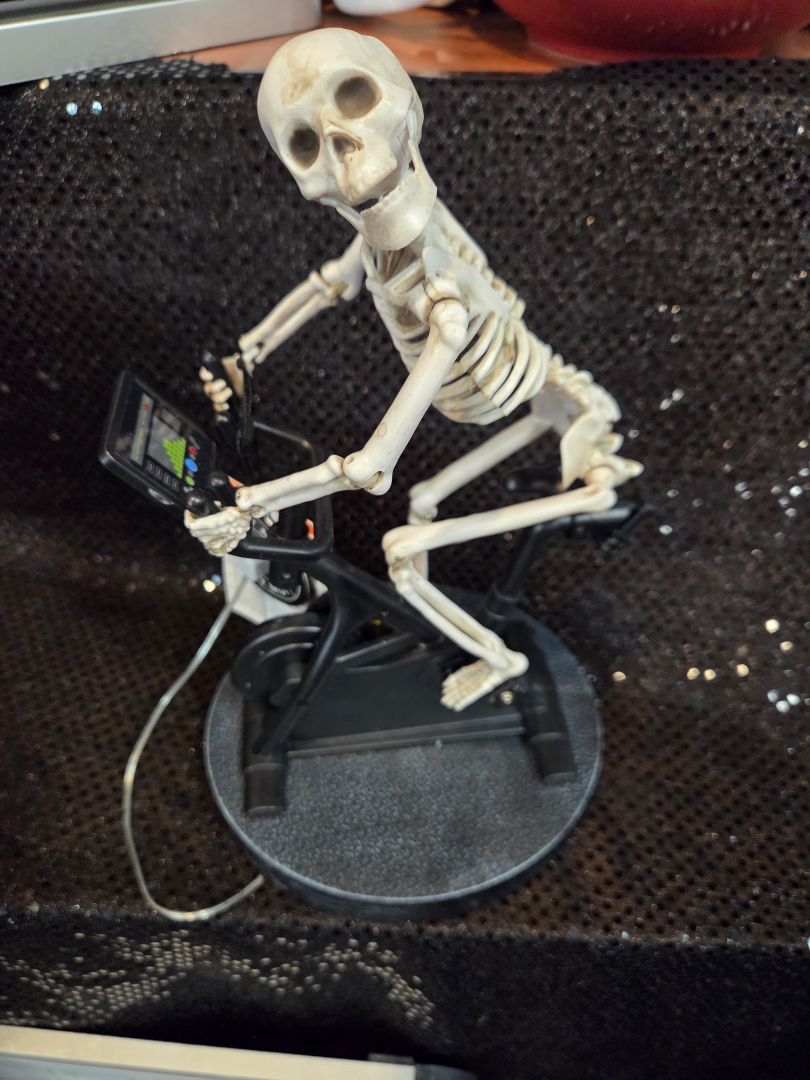 Toil and trouble Skeleton on a bike