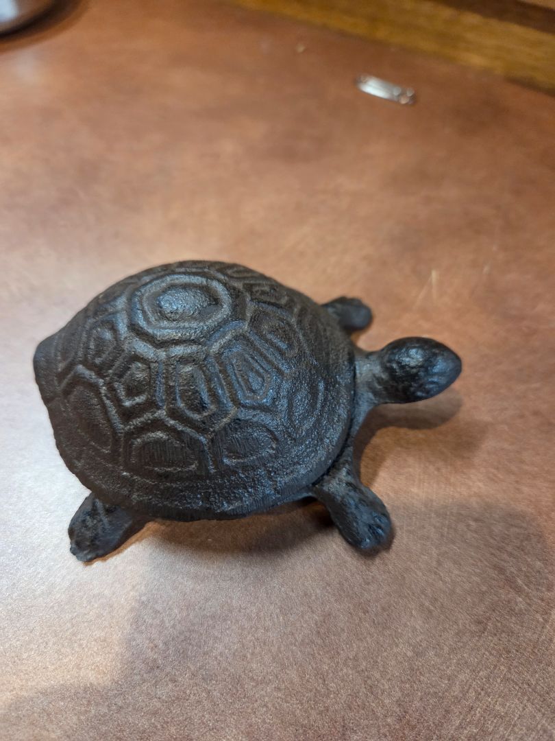 Vintage Cast Iron Turtle Trinket Box removable Shell
