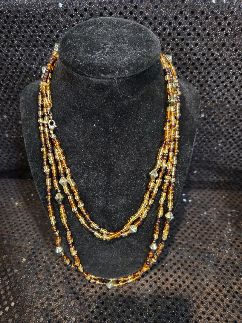 Double Strand Amber Colored Necklace